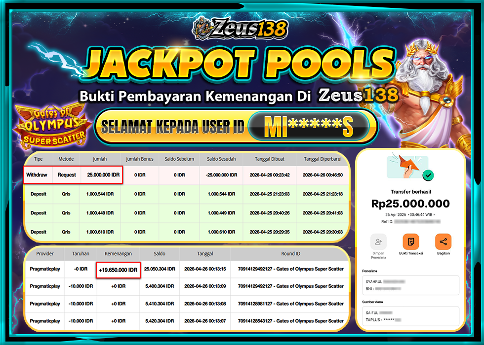 ZEUS138 GATES OF OLYMPUS SUPERSCATTER Rp25,000,000